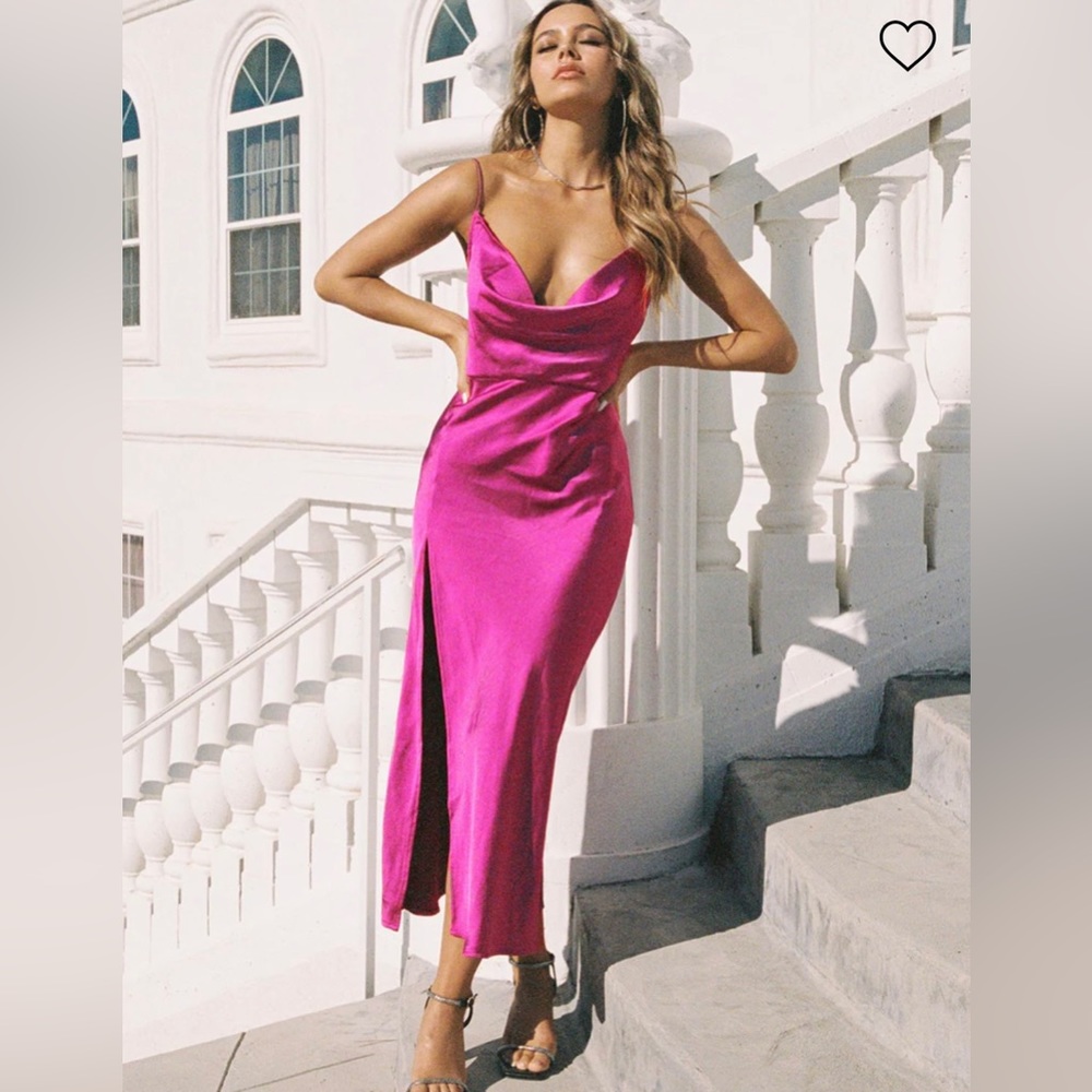 Princess Polly slit midi dress hot pink size 2 lioness worn once